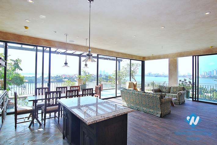 A Elegant and Modern 03 Bedrooms Duplex with lakeview for rent in Dang Thai Mai st, Tay Ho area.